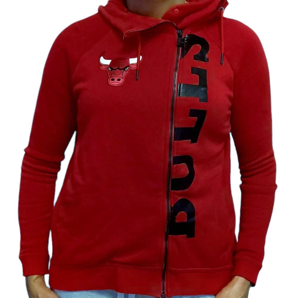 NIKE Chicago Bulls NBA modern cape full zip high low hoodie sweatshirt Sz S NEW - Picture 7 of 7